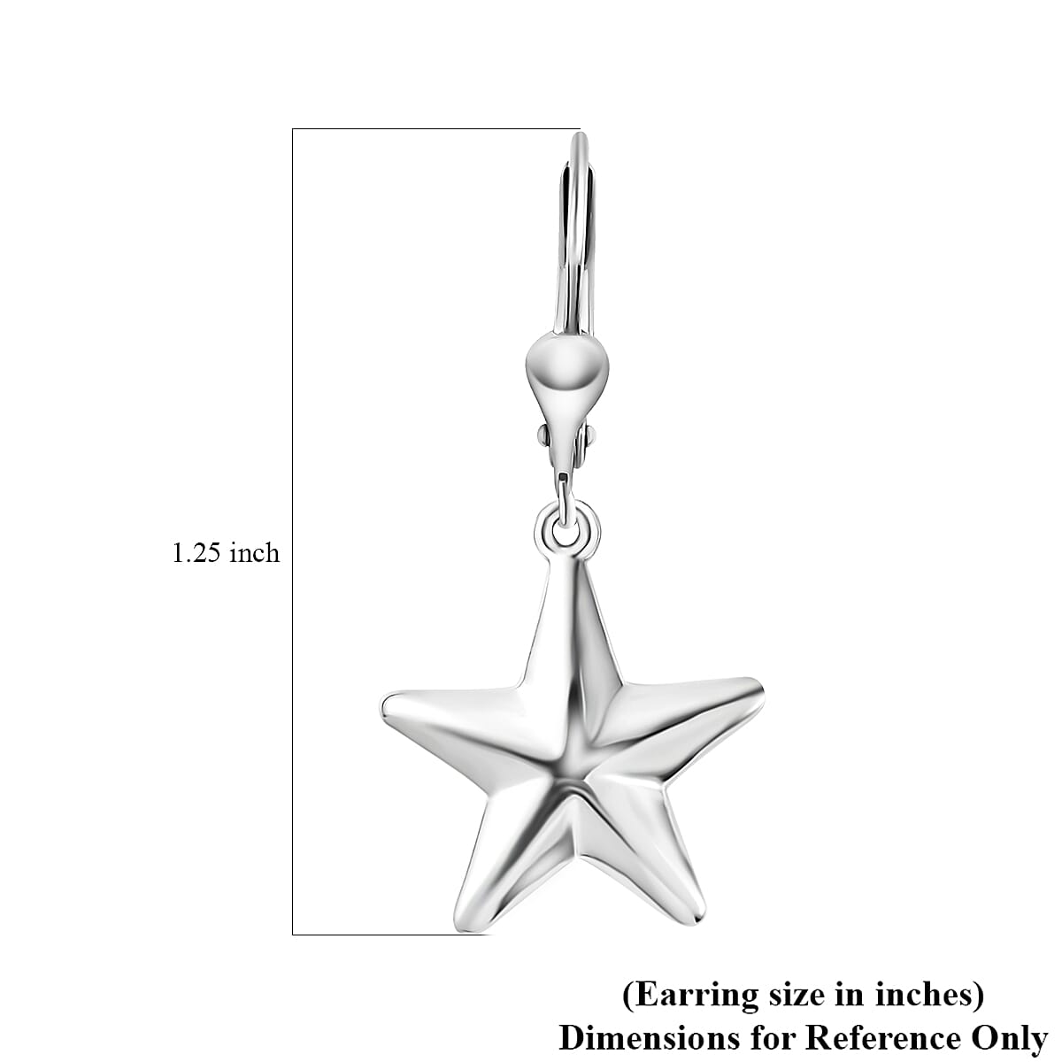 D'Joy Platinum Over Sterling Silver Star Lever Back Earrings 4.10 Grams image number 4