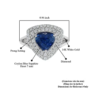 LIMITED EDITION 14K White Gold Ceylon Blue Sapphire and G-H I1 Diamond Ring (Size 7.0) 4.76 Grams 2.84 ctw
