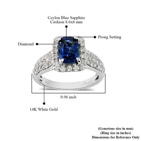 Limited Edition 14K White Gold Ceylon Blue Sapphire and Diamond Ring (Size 7.0) 2.80 ctw image number 3