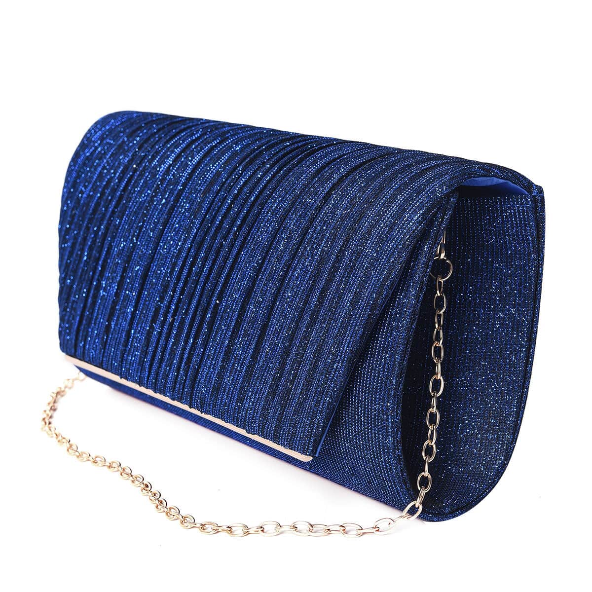 Shimmer Blue Evening Clutch with Detachable Crossbody Strap image number 3