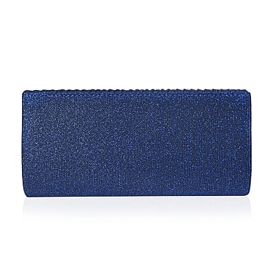 Shimmer Blue Evening Clutch with Detachable Crossbody Strap