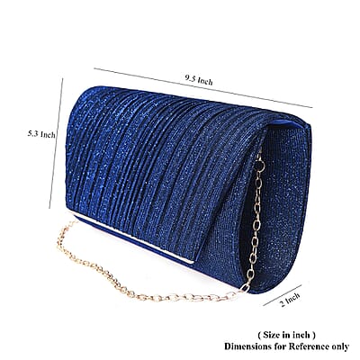 Shimmer Blue Evening Clutch with Detachable Crossbody Strap