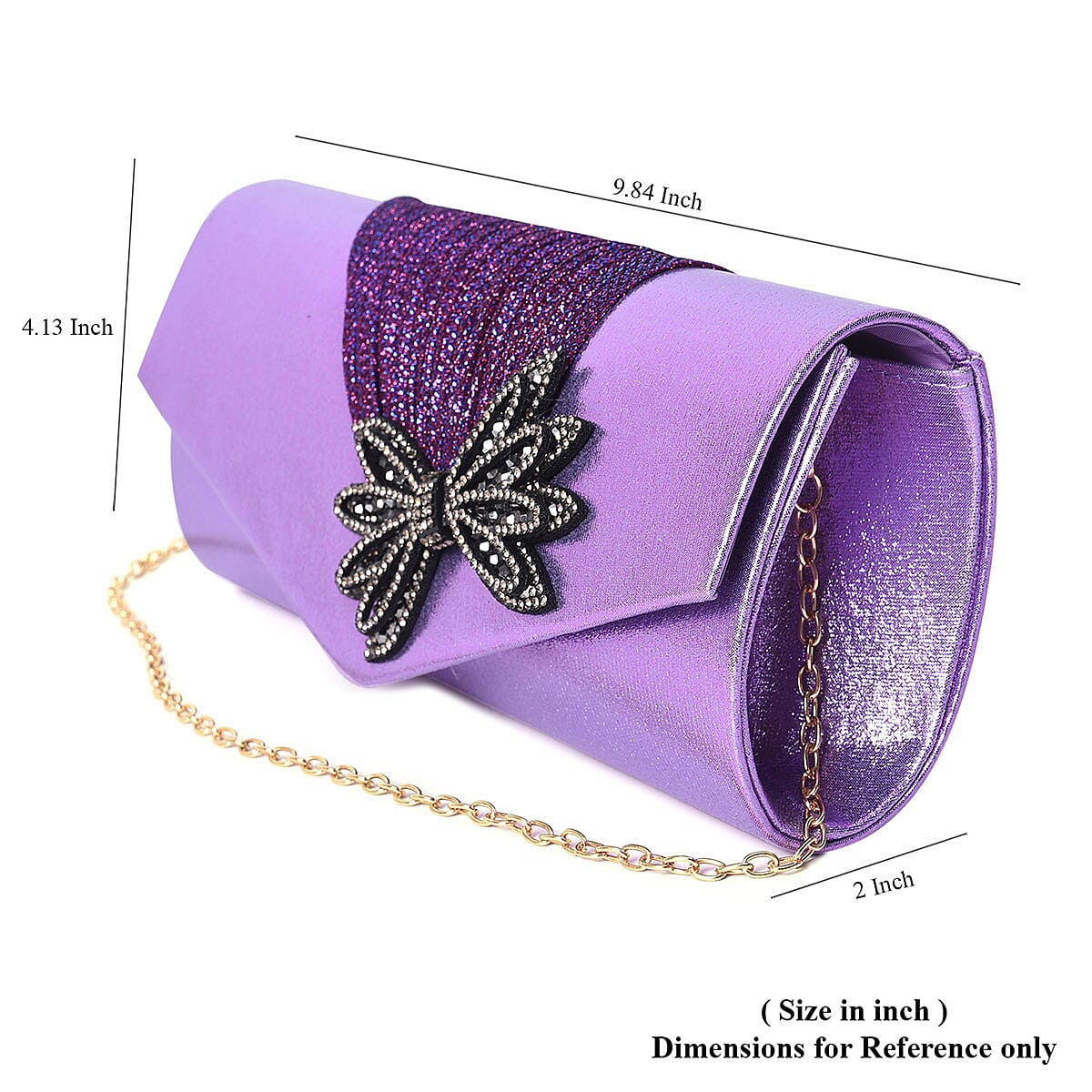 Lavender, Austrian Crystal Glitter Bow Evening Clutch with Detachable Crossbody Strap image number 6