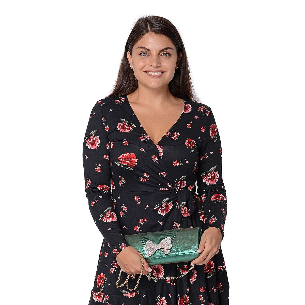 Red Carpet Collection - Green, Magic Color Bow Evening Clutch with Detachable Shoulder Strap image number 1