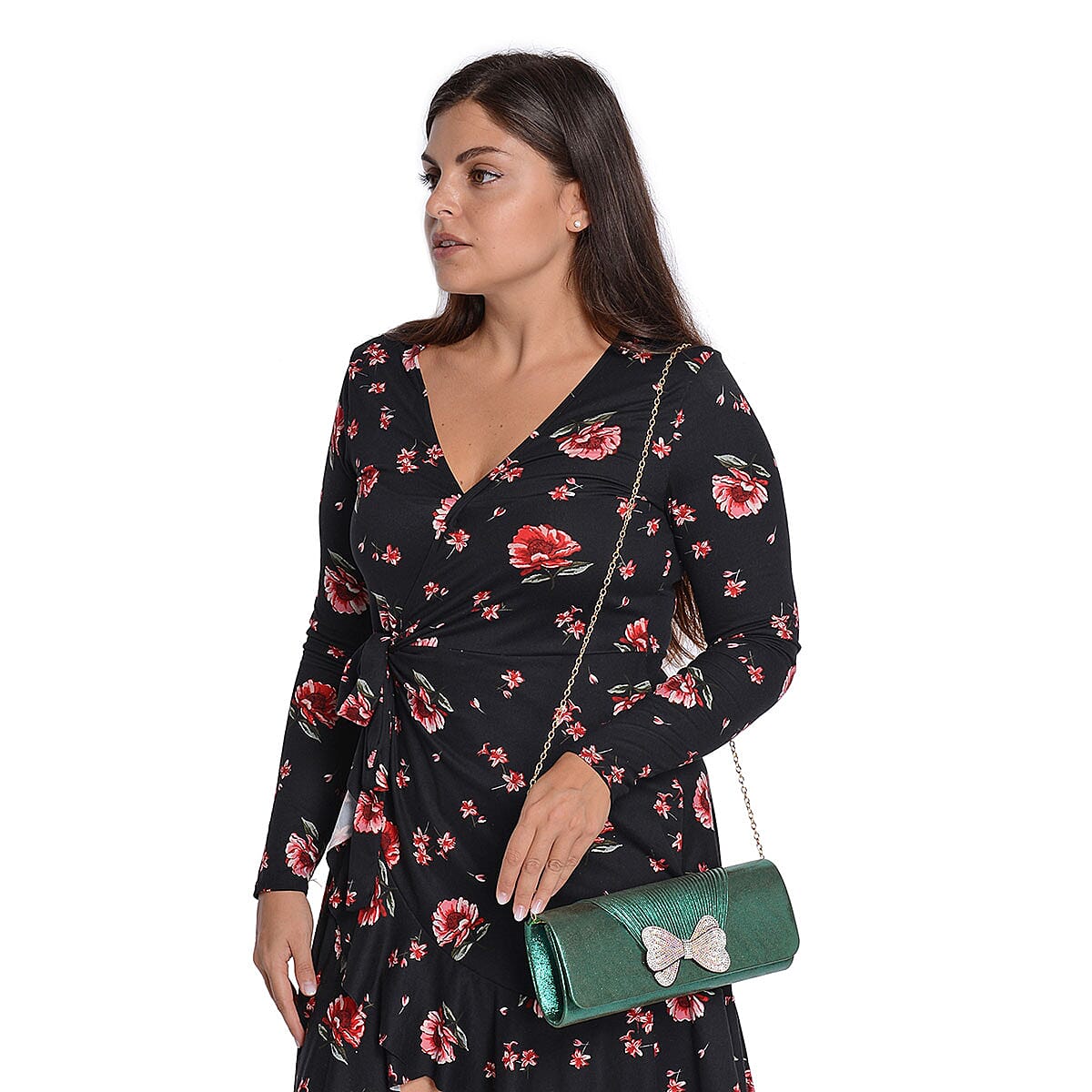 Red Carpet Collection - Green, Magic Color Bow Evening Clutch with Detachable Shoulder Strap image number 2