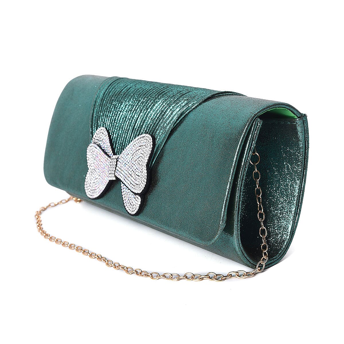Red Carpet Collection - Green, Magic Color Bow Evening Clutch with Detachable Shoulder Strap image number 3