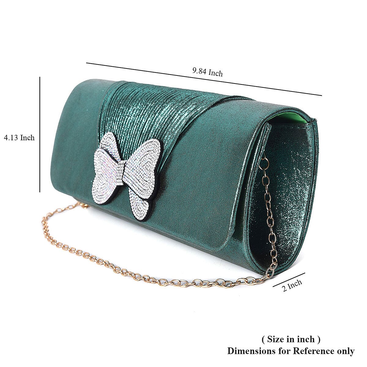 Red Carpet Collection - Green, Magic Color Bow Evening Clutch with Detachable Shoulder Strap image number 6