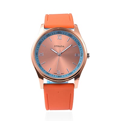 Value Buy Set of 3 Strada Japanese Movement Multi Color Watches with Silicone Strap & Stainless Steel Back