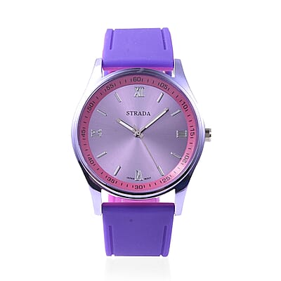 Value Buy Set of 3 Strada Japanese Movement Multi Color Watches with Silicone Strap & Stainless Steel Back