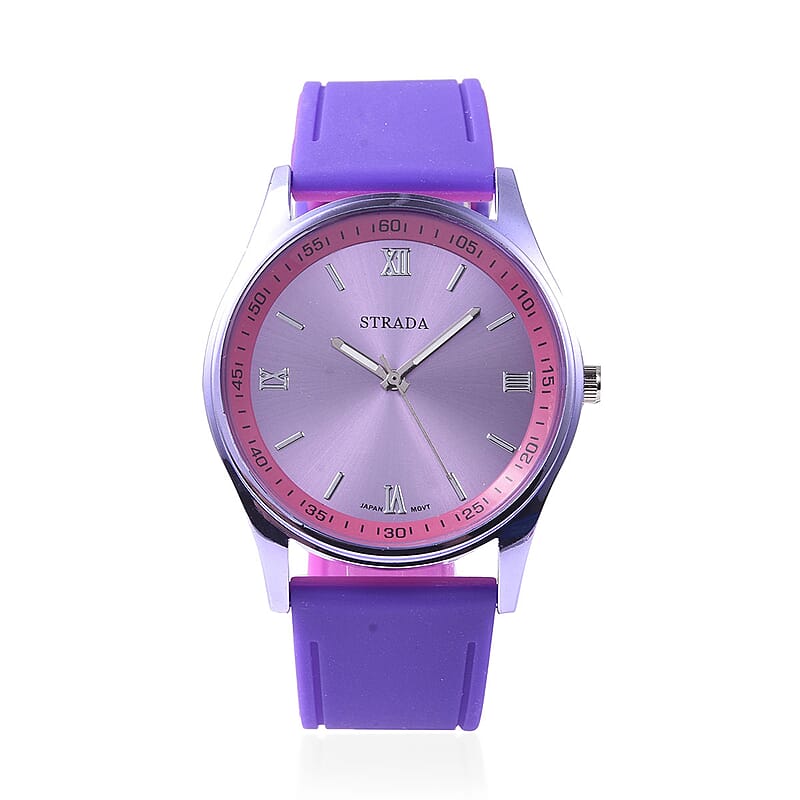 Value Buy Set of 3 Strada Japanese Movement Multi Color Watches with Silicone Strap & Stainless Steel Back
