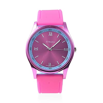 Value Buy Set of 3 Strada Japanese Movement Multi Color Watches with Silicone Strap & Stainless Steel Back