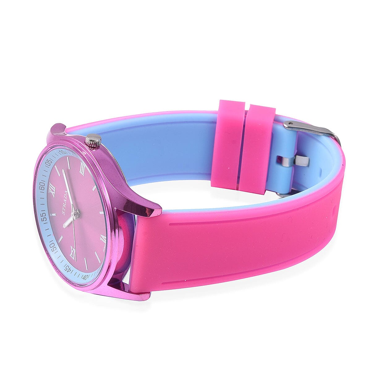 Value Buy Set of 3 Strada Japanese Movement Multi Color Watches with Silicone Strap & Stainless Steel Back