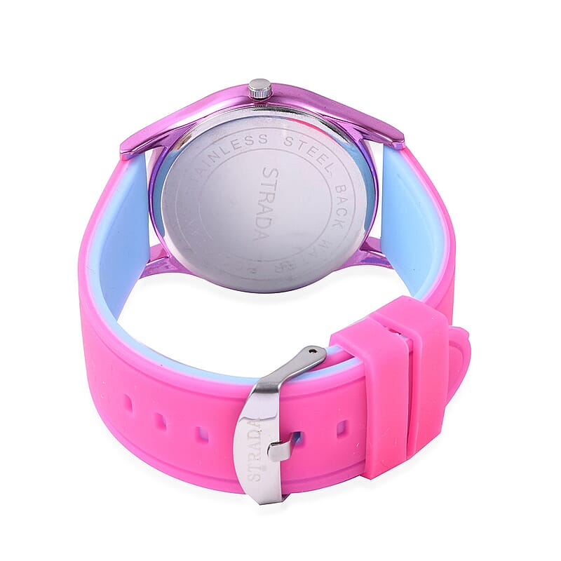 Value Buy Set of 3 Strada Japanese Movement Multi Color Watches with Silicone Strap & Stainless Steel Back