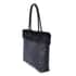 Black Faux Leather Quilted Tote Bag with Faux Fur Trim image number 1