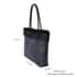 Black Faux Leather Quilted Tote Bag with Faux Fur Trim image number 3