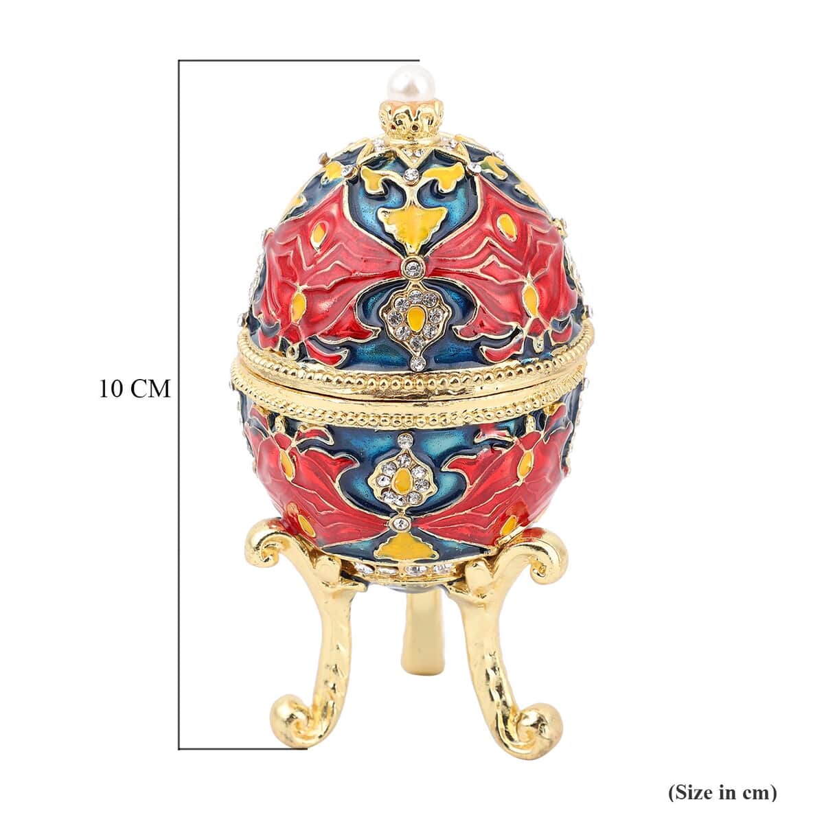 Doorbuster Multi Color Austrian Crystal, Enameled Easter Egg Trinket Box in Goldtone image number 5