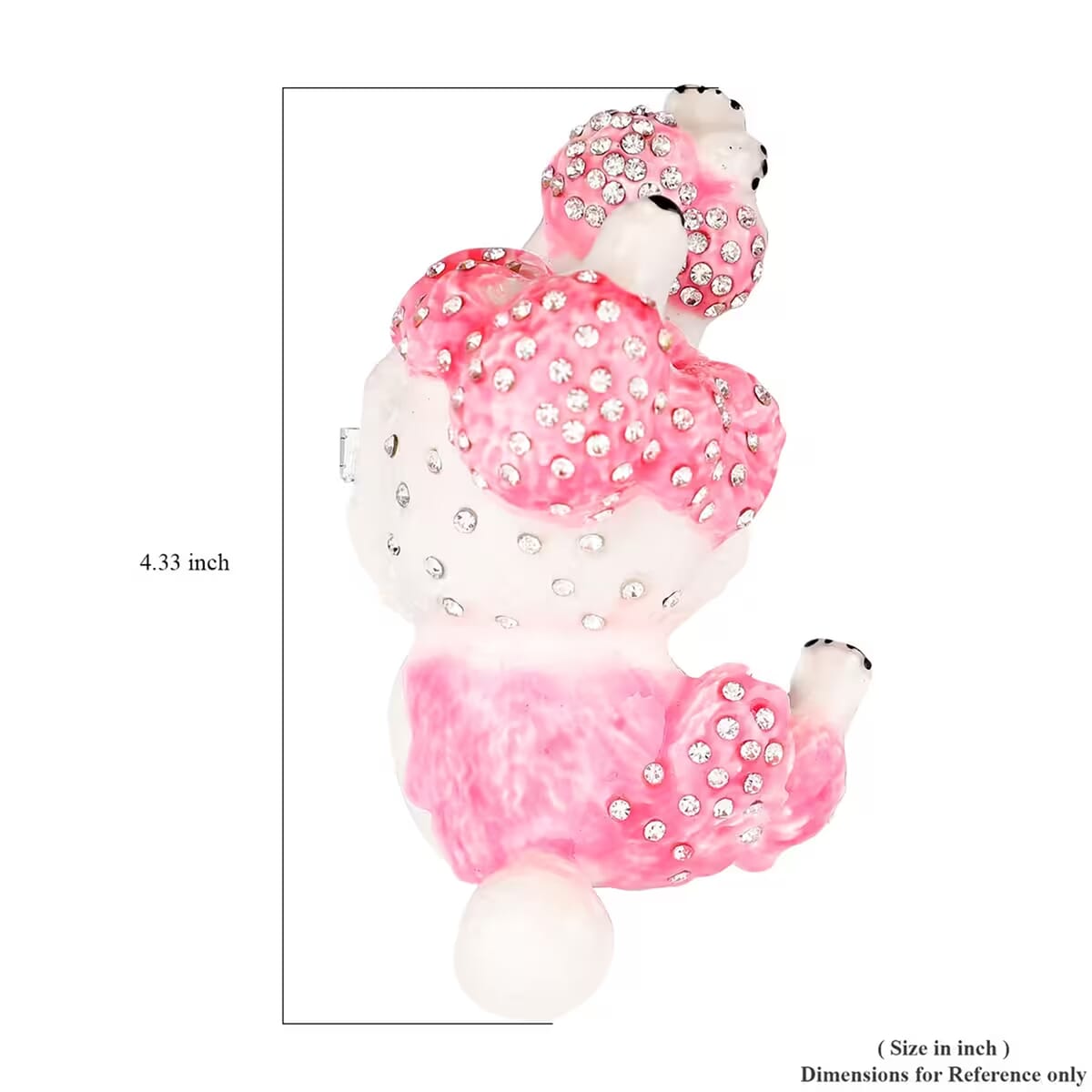 White Austrian Crystal, Enameled Poodle Trinket Box in Silvertone image number 5