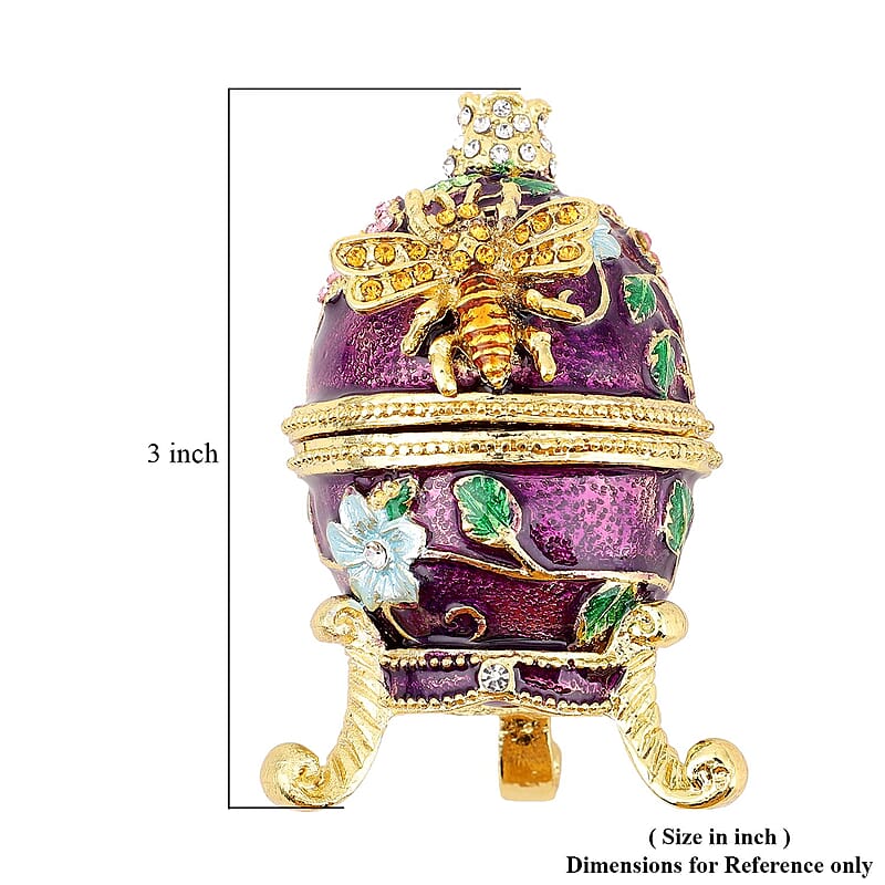 Livmore Multi Color Austrian Crystal, Enameled Easter Egg Trinket Box in Goldtone