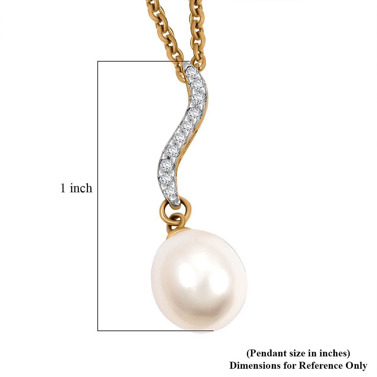 Fresh Water Pearl, Diamond Gold Over Sterling Silver Earrings, Pendant TDiaWt 0.150 Cts. TDiaWt 0.15Cts., TGW 1.400 Cts. TDiaWt 0.15Cts., TGW 1.40 Cts.