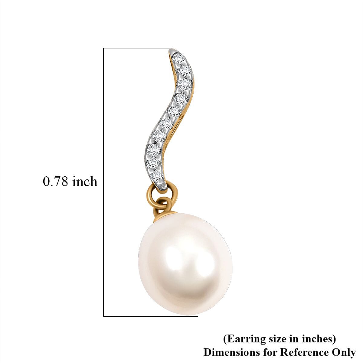 Fresh Water Pearl, Diamond Gold Over Sterling Silver Earrings, Pendant TDiaWt 0.150 Cts. TDiaWt 0.15Cts., TGW 1.400 Cts. TDiaWt 0.15Cts., TGW 1.40 Cts.