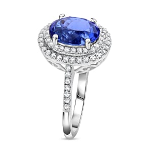 Iliana 2.95 ctw AAA Tanzanite and Diamond G-H SI Ring in 18K White Gold with Appraised Certificate (Size 6.0) 4.37 Grams