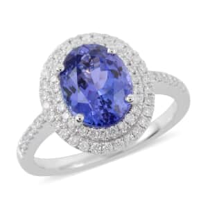 ILIANA 2.95 ctw AAA Tanzanite and Diamond G-H SI Ring in 18K White Gold with Appraised Certificate (Size 7.0) 4.37 Grams