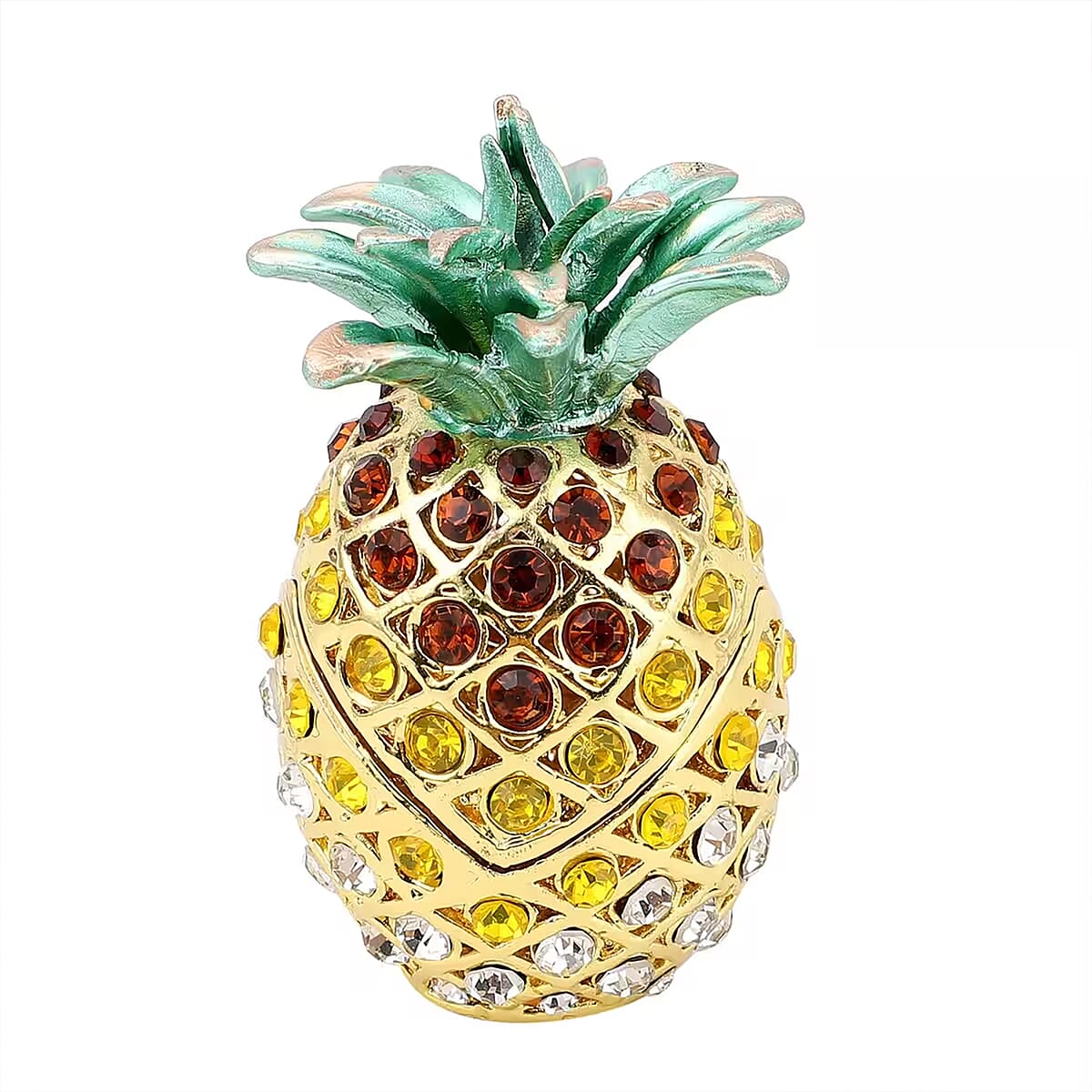 Austrian Crystal, Enameled Pineapple Trinket Box in Dualtone image number 0