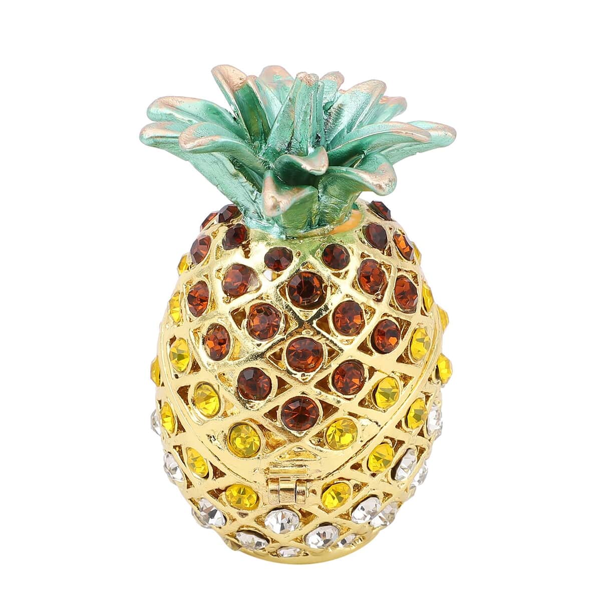 Austrian Crystal, Enameled Pineapple Trinket Box in Dualtone image number 2