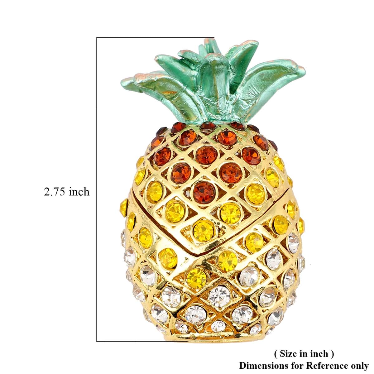 Austrian Crystal, Enameled Pineapple Trinket Box in Dualtone image number 4