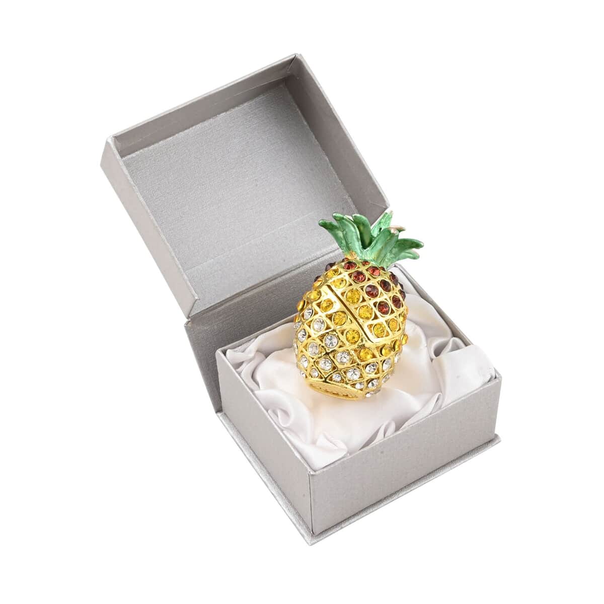 Austrian Crystal, Enameled Pineapple Trinket Box in Dualtone image number 5