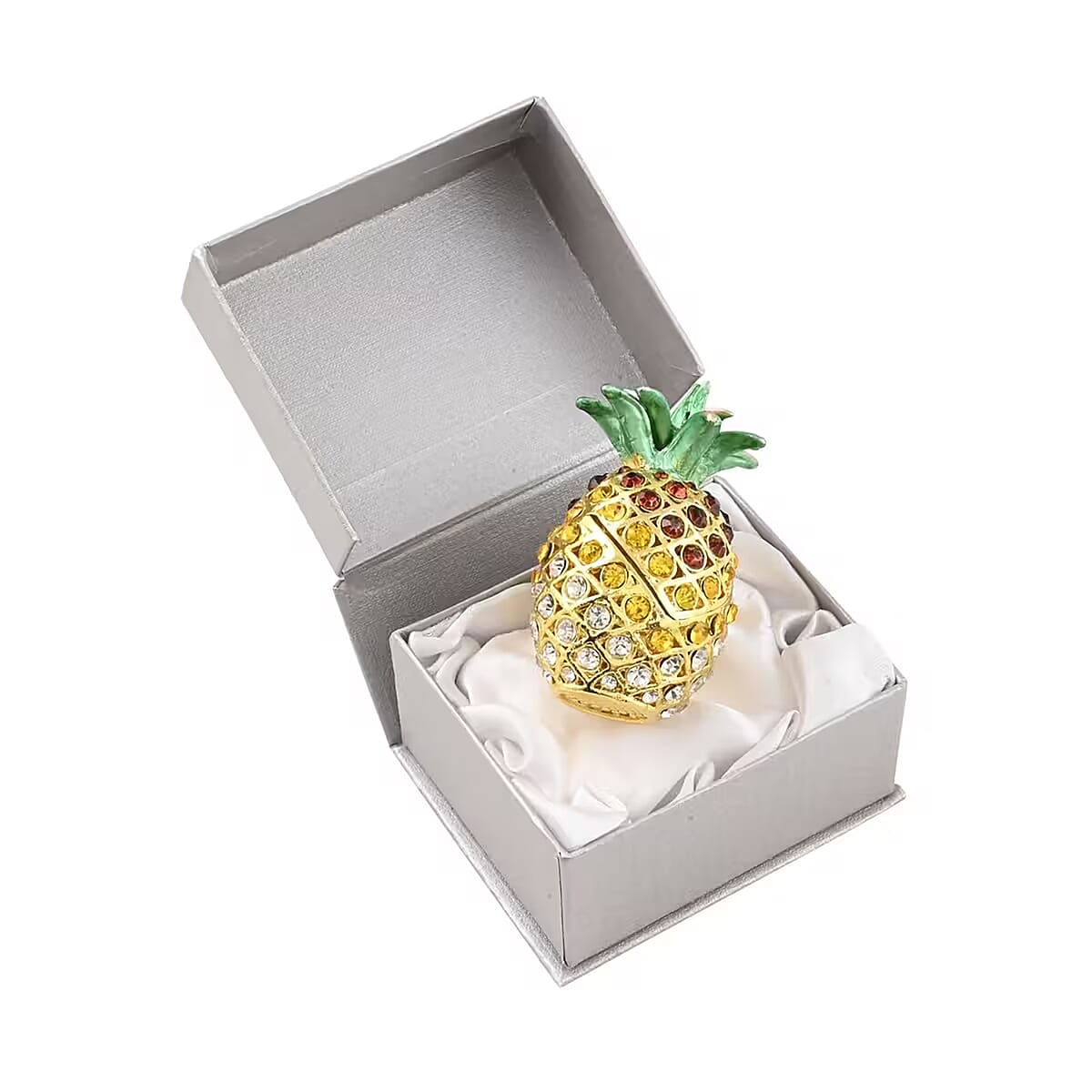 Austrian Crystal, Enameled Pineapple Trinket Box in Dualtone image number 6