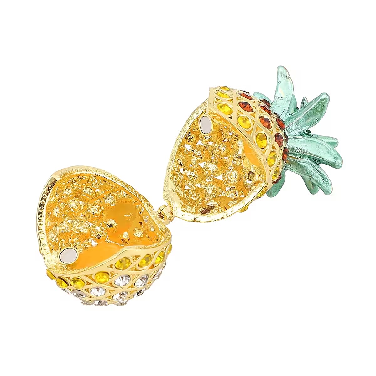 Austrian Crystal, Enameled Pineapple Trinket Box in Dualtone image number 7