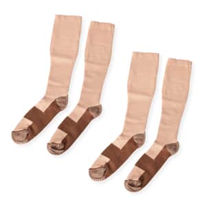 Beige 5% Copper and 70% Polyester and 25% Elastane Set of 2 Pairs Socks (L/XL)