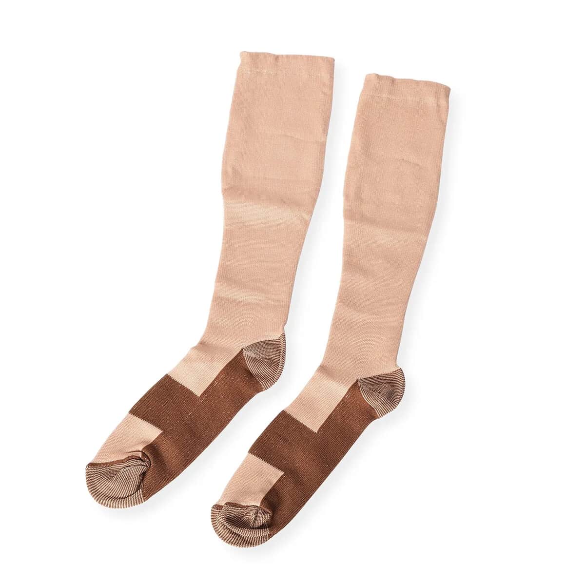 Beige 5% Copper and 70% Polyester and 25% Elastane Set of 2 Pairs Socks (L/XL) image number 3