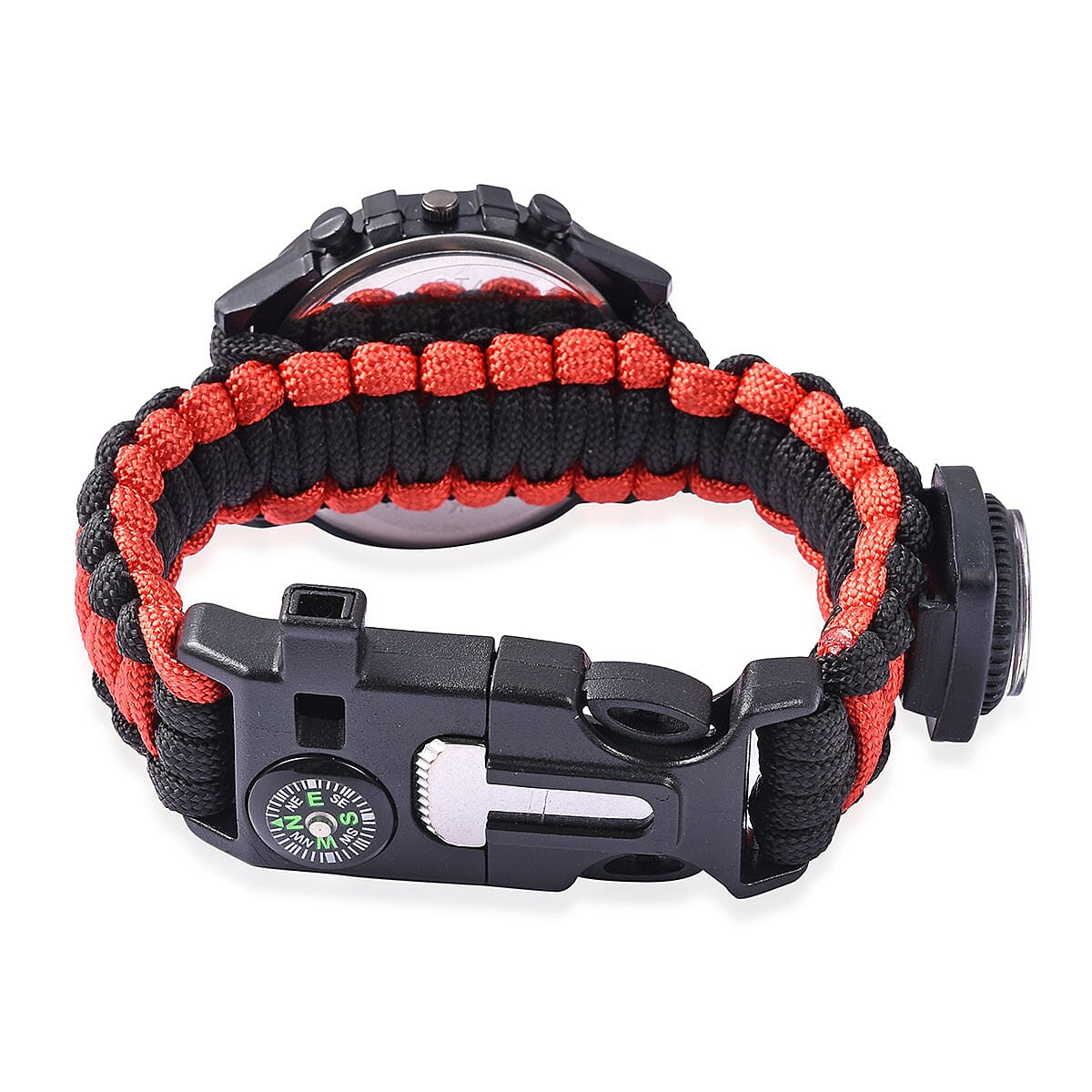 STRADA Japanese Movement Gift Set, Red Survival Bracelet Watch with Steel Back and Multipurpose Pocket Knife image number 3