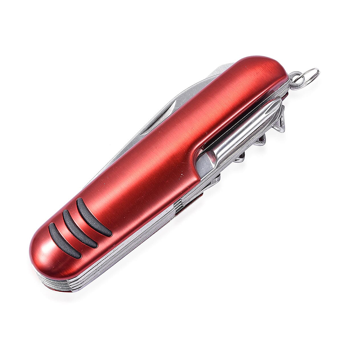 STRADA Japanese Movement Gift Set, Red Survival Bracelet Watch with Steel Back and Multipurpose Pocket Knife image number 4