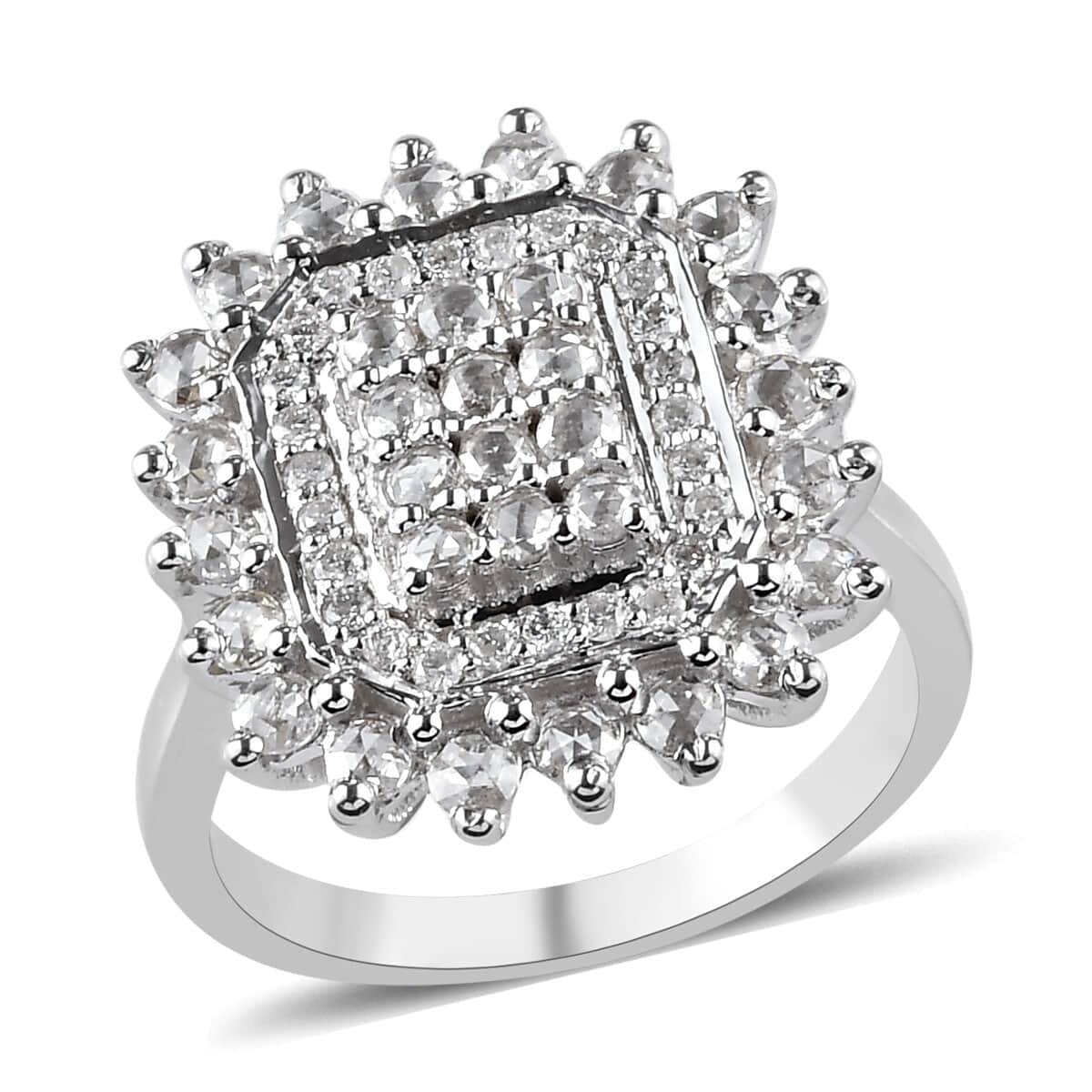 14K White Gold Rose Cut Diamond Ring (Size 7.0) (6.60 g) 2.40 ctw image number 0