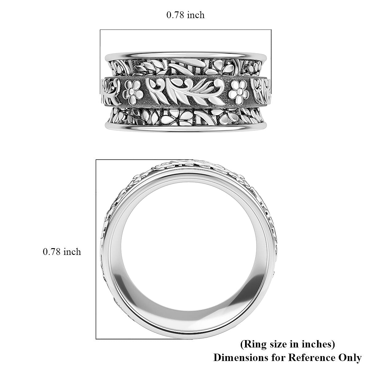 Spinner Ring in Sterling Silver, Fidget Band Ring, Fidget Rings For Anxiety, Promise Rings For Women (Size 6.0) 4.90 Grams image number 8