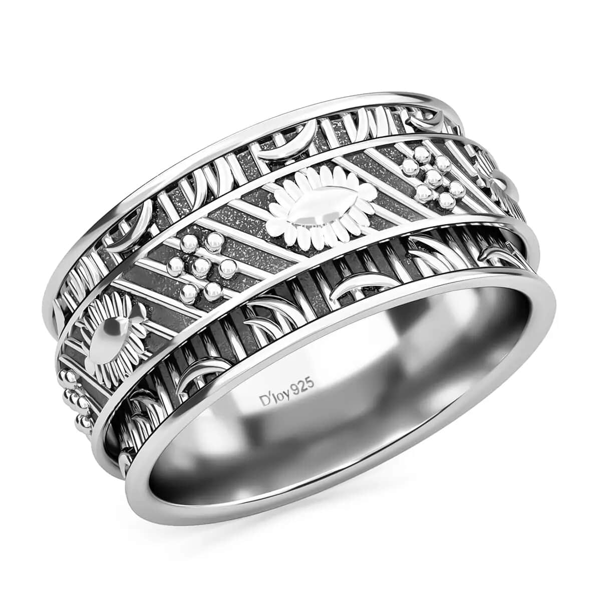 Spinner Ring in Sterling Silver, Anxiety Ring for Women, Fidget Rings for Anxiety for Women, Stress Relieving Anxiety Ring, Promise Rings (Size 5.0) (4.80 g) image number 0