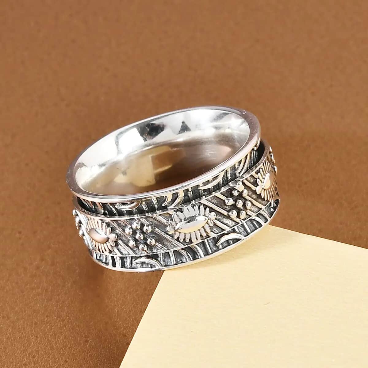 Spinner Ring in Sterling Silver, Anxiety Ring for Women, Fidget Rings for Anxiety for Women, Stress Relieving Anxiety Ring, Promise Rings (Size 6.0) (4.80 g) image number 1