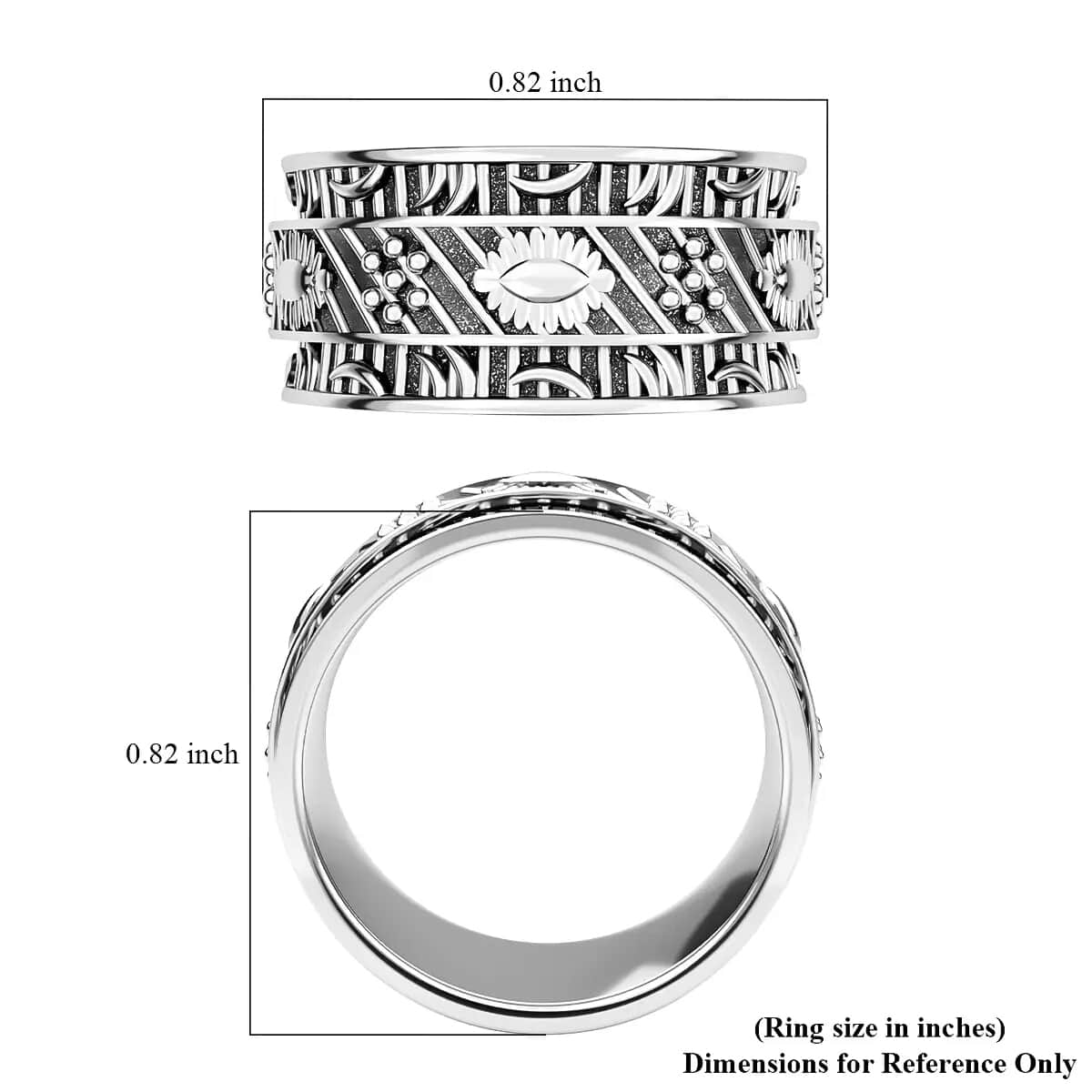 Spinner Ring in Sterling Silver, Anxiety Ring for Women, Fidget Rings for Anxiety for Women, Stress Relieving Anxiety Ring, Promise Rings (Size 6.0) (4.80 g) image number 6