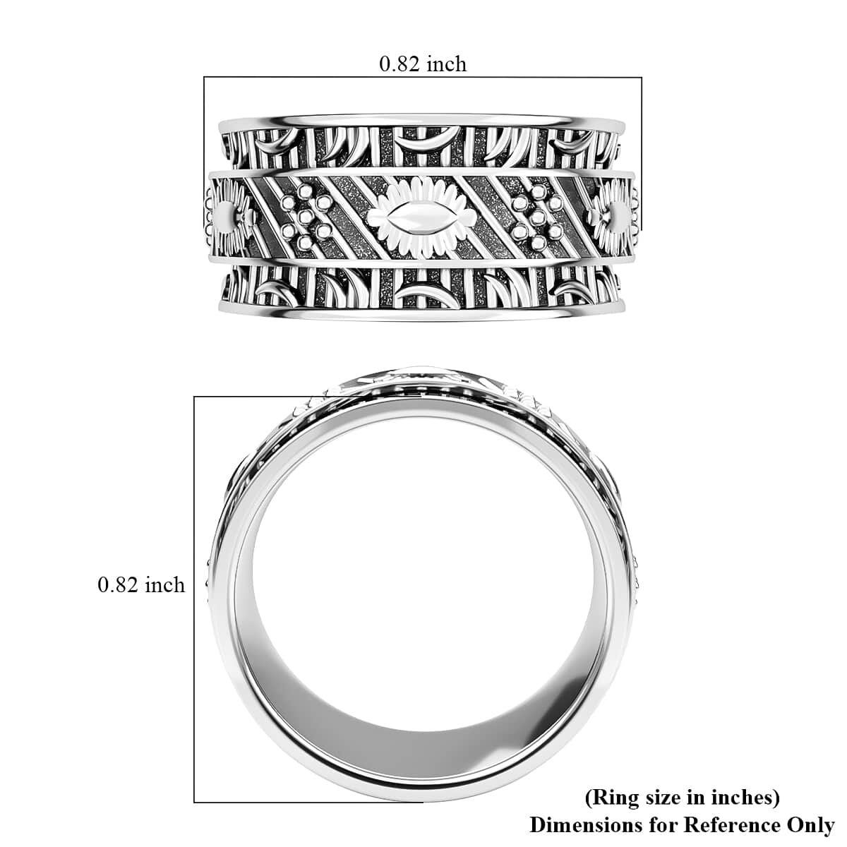 Spinner Ring in Sterling Silver, Anxiety Ring for Women, Fidget Rings for Anxiety for Women, Stress Relieving Anxiety Ring, Promise Rings (Size 6.0) (4.80 g) image number 7