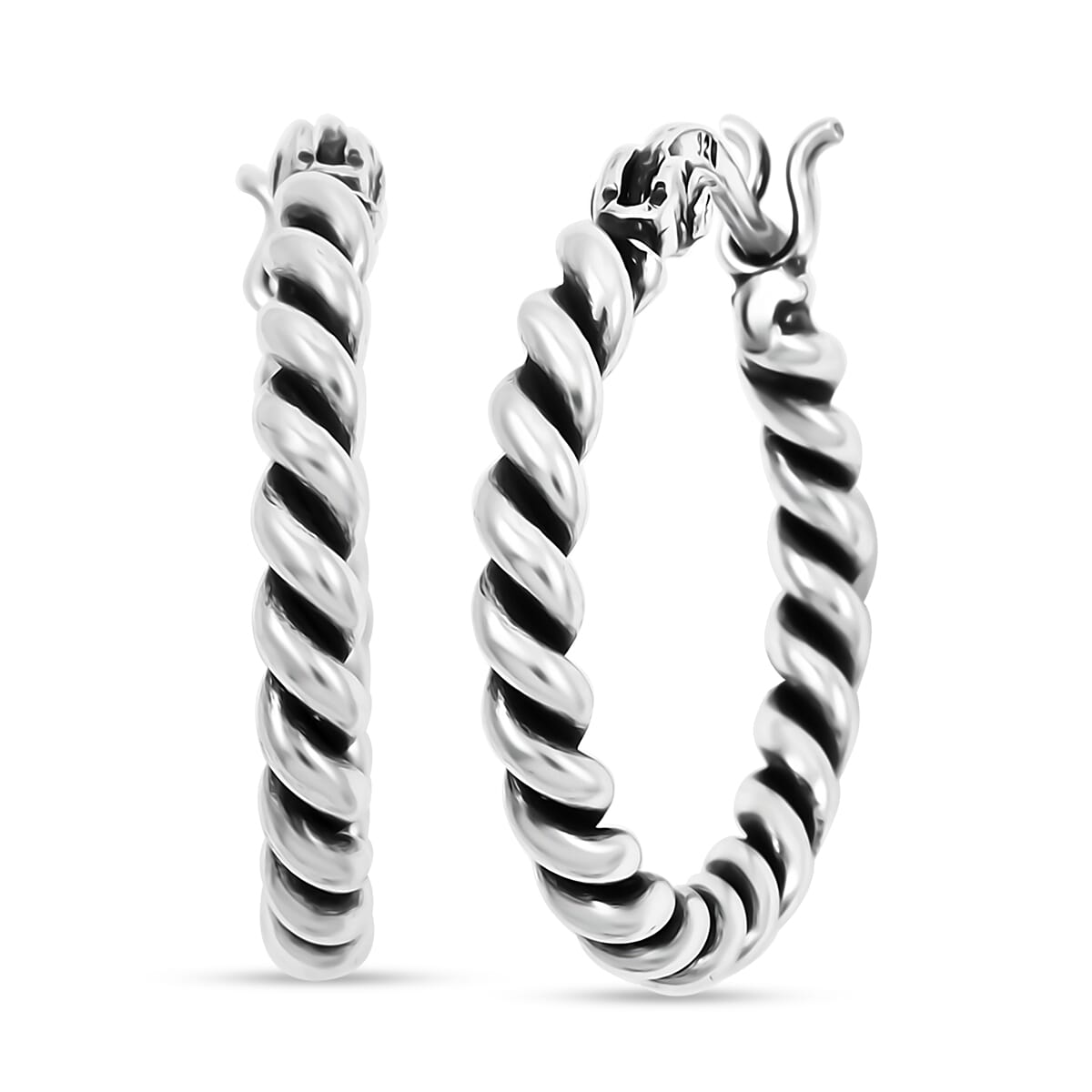 Sterling Silver Hoop Earrings 4.29 Grams image number 0