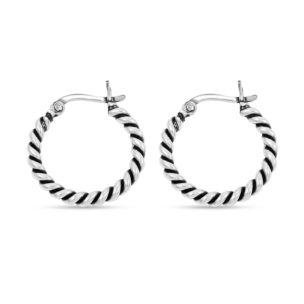 Sterling Silver Hoop Earrings 4.29 Grams image number 2