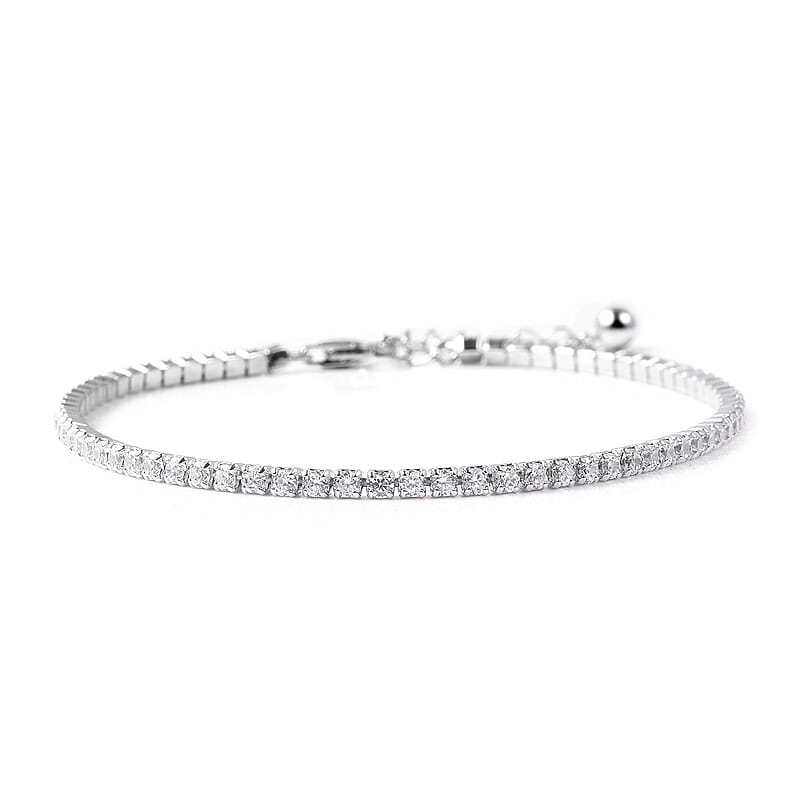 Simulated Diamond Tennis Bracelet in Sterling Silver (7-8In) 3.00 ctw