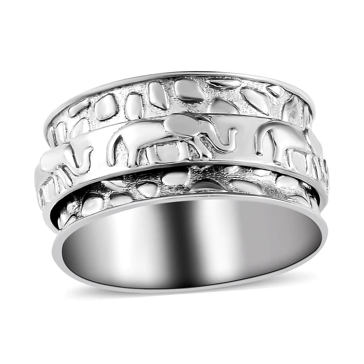 Sterling Silver Elephant Spinner Ring, Anxiety Ring for Women, Fidget Rings for Anxiety for Women, Stress Relieving Anxiety Ring (Size 10.0) (5 g) image number 0