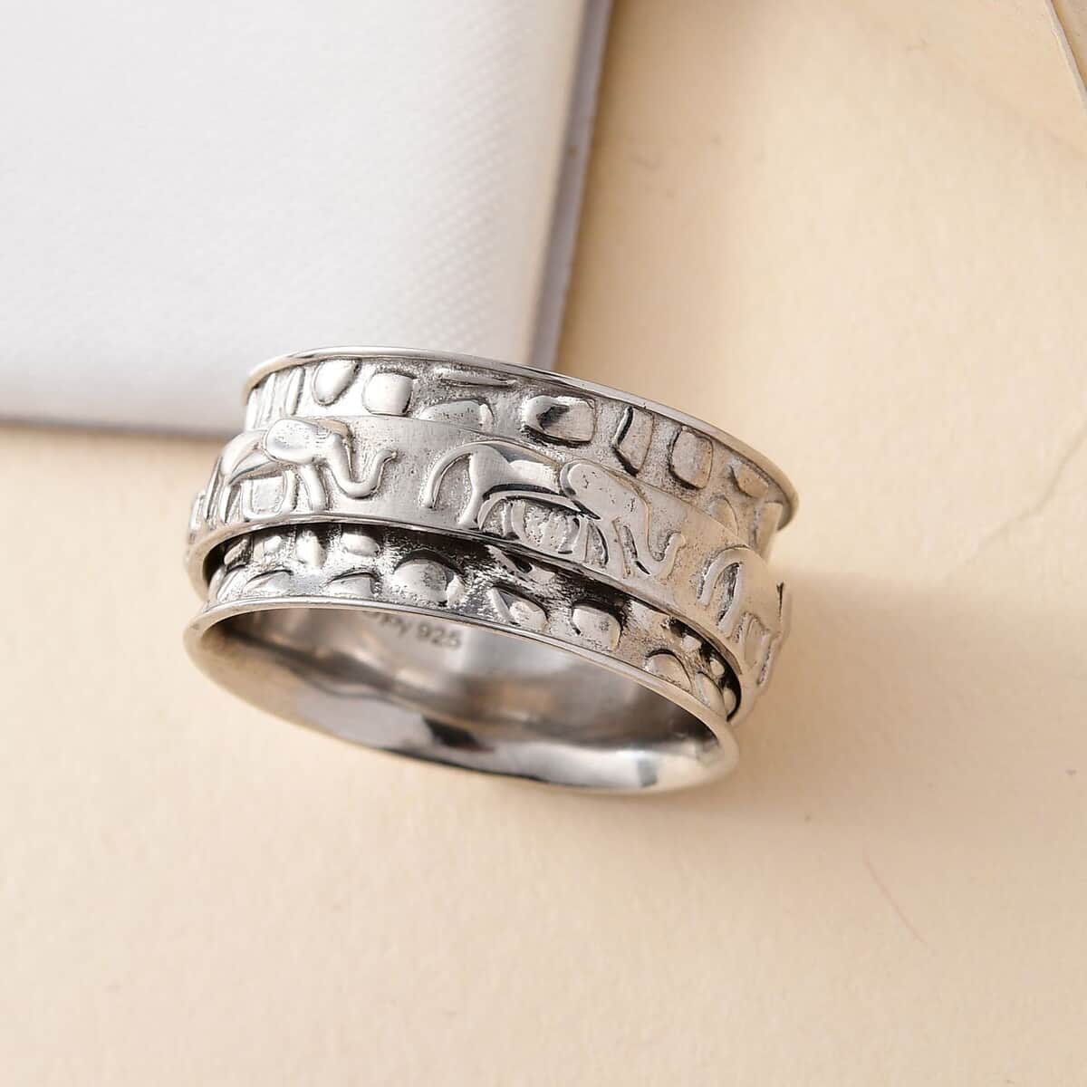 Sterling Silver Elephant Spinner Ring, Anxiety Ring for Women, Fidget Rings for Anxiety for Women, Stress Relieving Anxiety Ring (Size 10.0) (5 g) image number 4