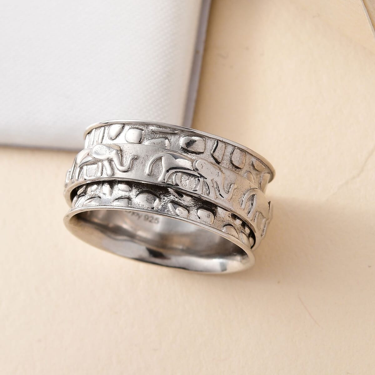 Sterling Silver Elephant Spinner Ring, Anxiety Ring for Women, Fidget Rings for Anxiety for Women, Stress Relieving Anxiety Ring (Size 5.0) (5 g) image number 4
