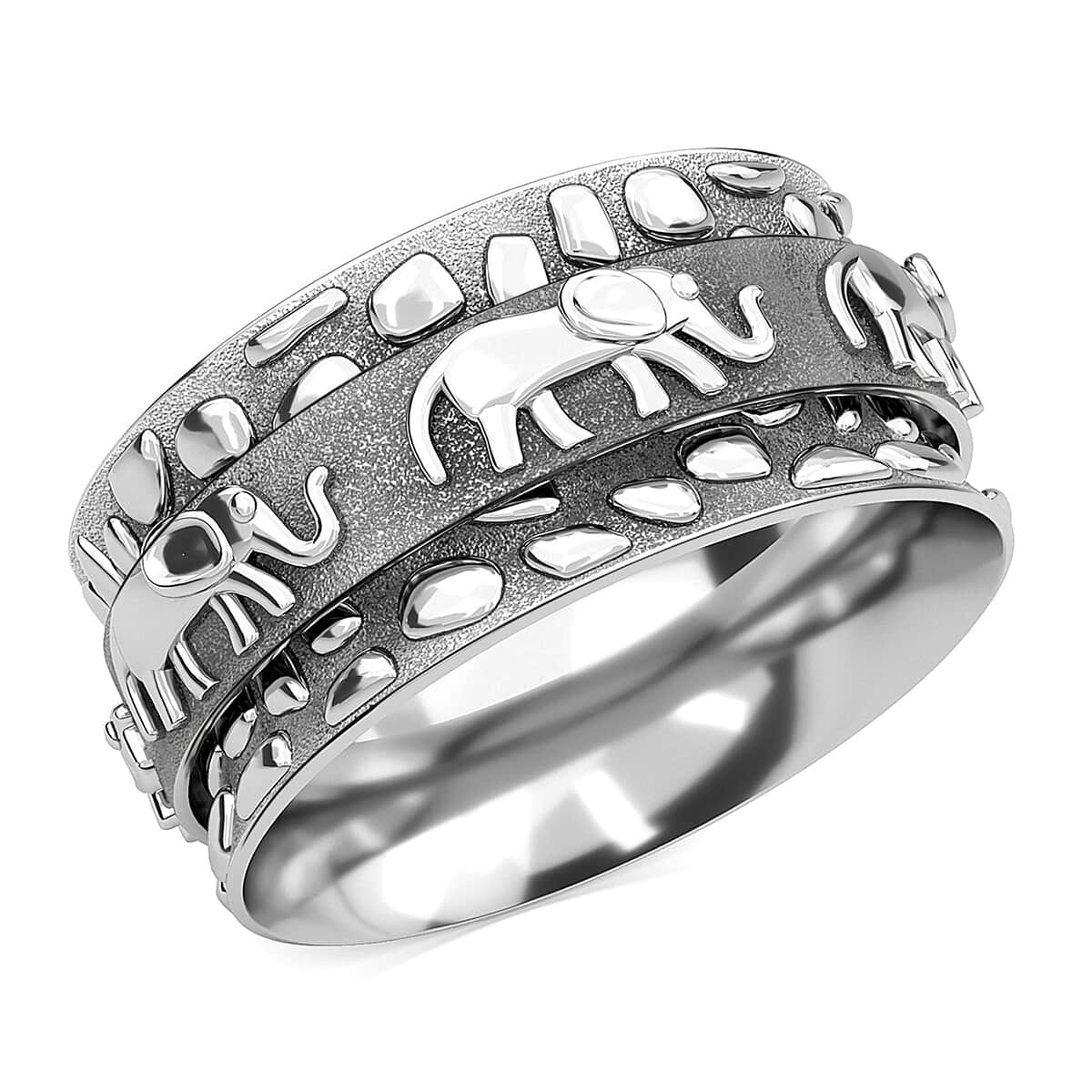 Sterling Silver Elephant Spinner Ring, Anxiety Ring for Women, Fidget Rings for Anxiety for Women, Stress Relieving Anxiety Ring (Size 9.0) (5 g) image number 0