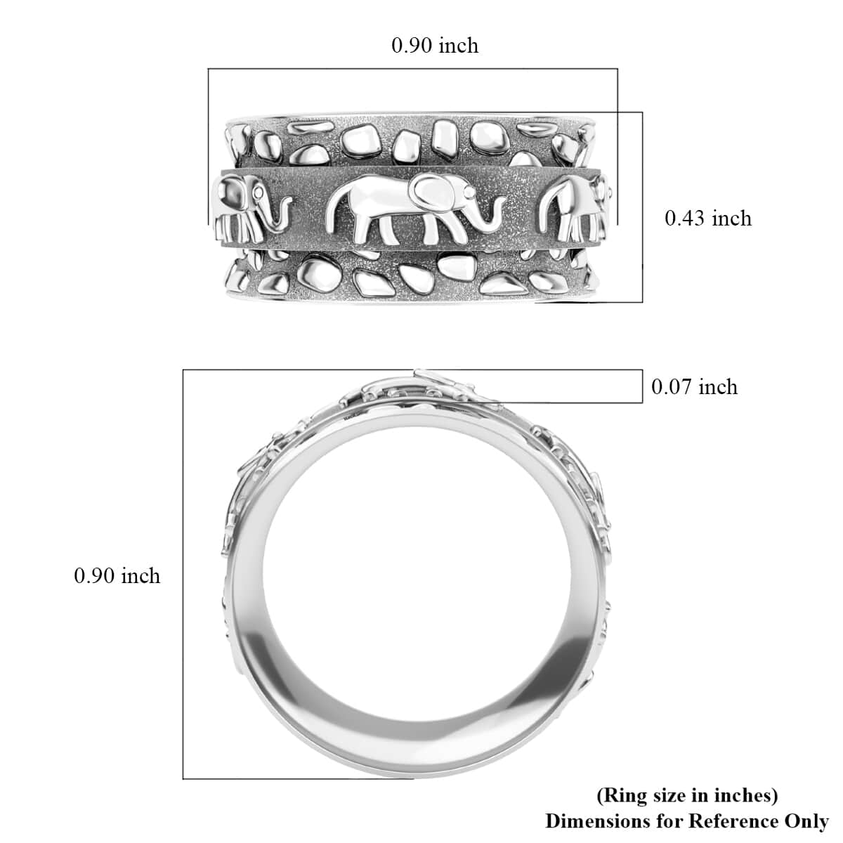 Sterling Silver Elephant Spinner Ring, Anxiety Ring for Women, Fidget Rings for Anxiety for Women, Stress Relieving Anxiety Ring (Size 9.0) (5 g) image number 7